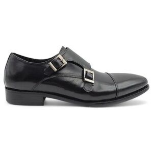 Men’s Size 13 Carucci Genuine Leather Cap Toe Double Monk Strap Shoe in Black